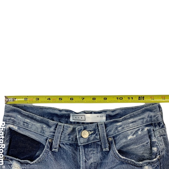 AYR The Styx Wolfpack Button-Fly Straight Leg High Rise Distressed Crop Jeans - Picture 10 of 12